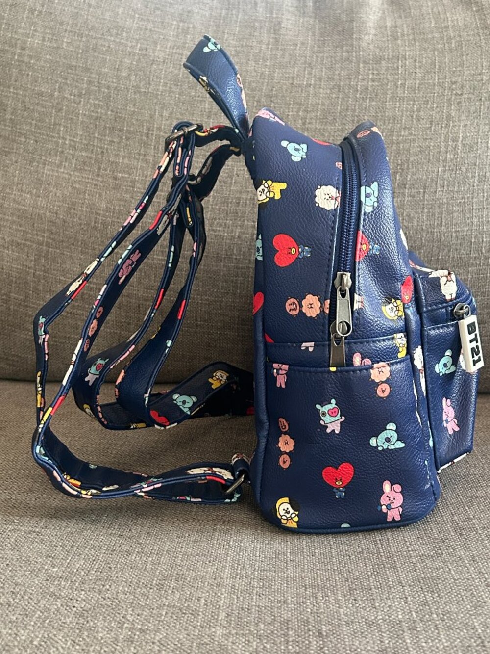 BT21 Blue Mini Backpack Faux Leather Cute Character Graphics K-Pop BTS Merch - Picture 5 of 14